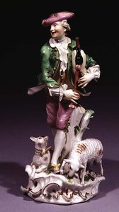 Meissen herde med säckpipa (porslin)