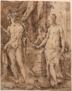 Apollon med Erato och Amor, 1595. av Johann Kellerthaler