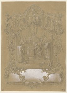 Design för ett dopkort av Johann Klein (attributed to)