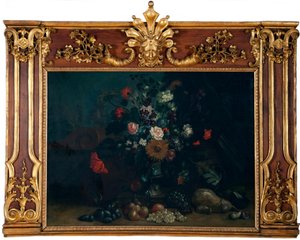 Blommigt stilleben med solros och flaskkalebass av Johann Kunstner