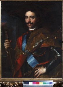 Porträtt av kejsar Peter I den store (1672-1725) - Jan (Johann) Kupecky (Kupetzky) (1667-1740). Olja på duk