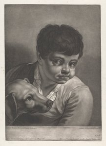 Porträtt av pojke och hund av Johann Lorenz Haid
