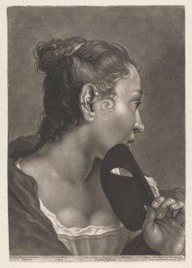 Porträtt av en kvinna med mask av Johann Lorenz Haid