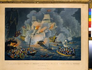 Slaget vid Tenedos, 27 oktober 1822 (Etsning)