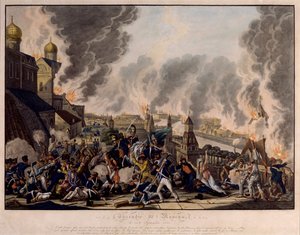 Bränningen av Moskva den 15 september 1812. Grande Armee (Frankrike) stormade den ryska staden (Napoleonkrigen)