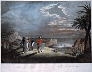 Napoleon Bonaparte på ön Saint Helena - Rugendas, Johann Lorenz, den yngre (1775-1826) - Akvatint - 47x58 - Privat samling