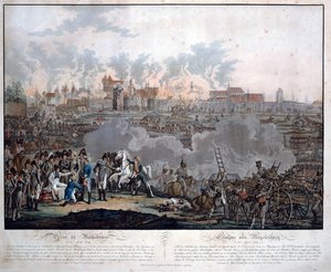 Slaget vid Ratisbon den 23 april 1809 (slaget vid Regensburg) - Rugendas, Johann Lorenz, den yngre (1775-1826) - 1809 - Akvatint - 54,6x65,4 - Privat samling