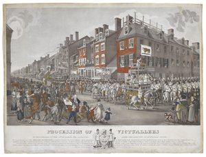 Prozession der Lebensmittelhändler von Philadelphia, am 15. März 1821, ca. 1821-1822