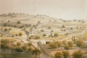 Getsemane, Oljeberget. Etsning av Bernatz et alii - Steinkopk J.F. Editore