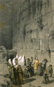Västra muren i Jerusalem. Färgstickad gravyr av Bernatz et alii - Steinkopk J.F. Editore