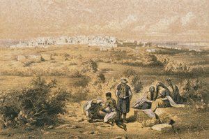 Utsikt över Haifa. Etsning av Bernatz et alii - Steinkopk J.F. Redaktör av Johann Martin Bernatz