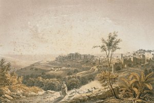 Utsikt över Jerusalem. Etsning av Bernatz et alii - Steinkopk J.F. Redaktör av Johann Martin Bernatz