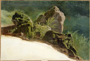 Stora stenar (olja på kort)