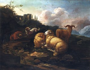 Johann Melchior Roos Får och herde av Johann Melchior Roos
