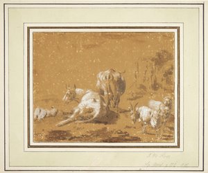 Landskap med kor och getter av Johann Melchior Roos