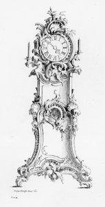 Design för en långfotsklocka, ca 1750 av Johann Michael Hoppenhaupt