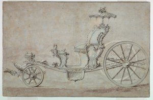 Ritning, Design för en cabriolet, före 1750 av Johann Michael Hoppenhaupt II