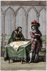 Kejsar Albert I av Habsburg (1255-1308) studerar kartan över Frankrike vid tiden för konflikten mellan påven Bonifatius VIII och kung Filip IV av Frankrike