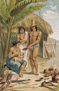 Indiskt hushåll i östra Brasilien, från "The History of Mankind" av Prof. Friedrich Ratzel, pub. år 1904 av Johann Moritz Rugendas