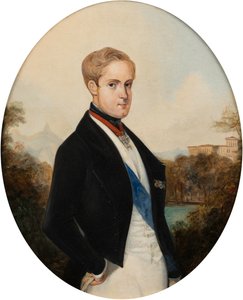 Porträtt av kejsar Peter II av Brasilien 1825-1891, 1846. av Johann Moritz Rugendas