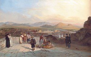 Santiago de Chile från kullen Santa Lucia blickar mot väster, 1841 av Johann Moritz Rugendas