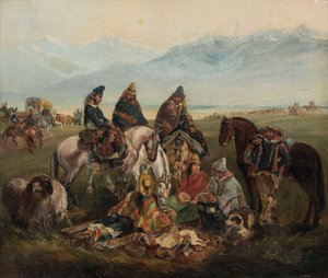 Spanska: Huasos maulinos Huasos från Maule-regionen av Johann Moritz Rugendas