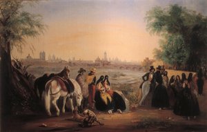 Utsikt över Lima längs Rimacfloden. Målning av Johann Moritz Rugendas (1802-1858). 1843.