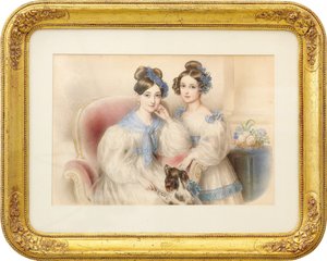 Dubbelporträtt av ärkehertiginnorna Maria Theresa 1816-1867 och Maria Karoline 1825-1915, 1832.