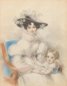 Prinsessan Henrietta av Nassau-Weilburg 1797-1829 med dottern Maria, 1829.