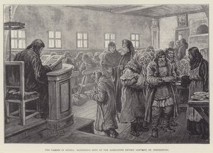 Hungersnöden i Ryssland, serverar soppa i Alexander Nevsky-klostret, St Petersburg av Johann Nepomuk Schonberg