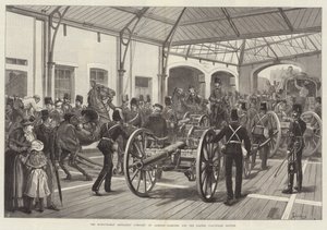 The Honorable Artillery Company of London börjar för påskvolontärgranskningen av Johann Nepomuk Schonberg