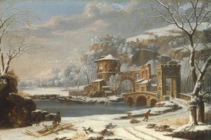 Vinterlandskap, 1674 av Johann Oswald Harms