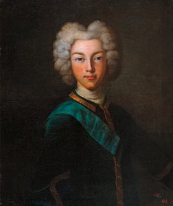 Porträtt av tsaren Peter II av Ryssland (Porträtt av tsaren Peter II av Ryssland) - Målning av Johann Paul Luedden (Ludden) (?-1739), olja på duk, sent 1720 - Statens friluftsmuseum Pavlovsk-palatset, Sankt Petersburg ( Ryssland) av Johann Paul (d.1739) Luedden