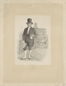 Porträtt av J. Robert med vagn J. Robert (titel på objekt) av Johann Peter Berghaus