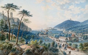Utsikt över Weilburg-palatset i Baden nära Wien av Johann Raulino