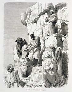Bestigning av den stora pyramiden, 1800-talet (gravyr på papper) av Johann Rudolph the Elder Huber