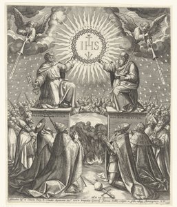 Tillbedjan av Kristi monogram av Johann Sadeler (I)