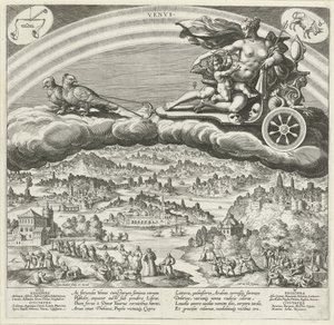 Planeten Venus och dess inflytande på världen De sju planeterna (serietitel) Planetarum effectus et eorum in signis zodiac (serietitel) av Johann Sadeler (I)