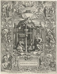 Födelse: Jul Natalis Christi (titel på objekt) De fyra viktigaste kristna högtiderna (serietitel) av Johann Sadeler (I)