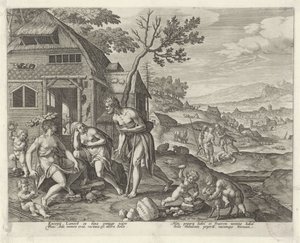 Lamech och hans två fruar Boni et mali scientia (serietitel) av Johann Sadeler (I)