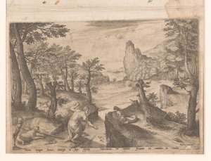 Landskap med fallande Ikaros av Johann Sadeler (I)