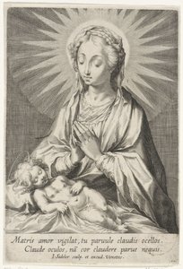 Maria avgudar det sovande Kristusbarnet av Johann Sadeler (I)