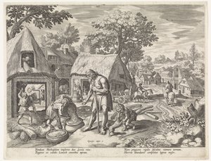 Metusalem och hans barn Historia om Sets familj / Att bedöma det goda och det dåliga (serietitel) Bonorum et Malorum consensio (serietitel) av Johann Sadeler (I)