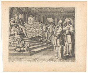 Motetttryck och titelblad med Salomo som kompositör av Högsången Canticum Canticorum (titel på objekt) Song of Solomon (serietitel) av Johann Sadeler (I)