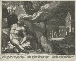 Natt Nox (titel på objekt) De fyra delarna av dagen (serietitel) av Johann Sadeler (I)