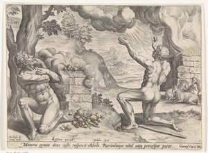 Kains och Abels offer Historien om Kain och Abel (serietitel) av Johann Sadeler (I)