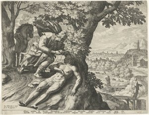 Liknelsen om den barmhärtige samariten av Johann Sadeler (I)