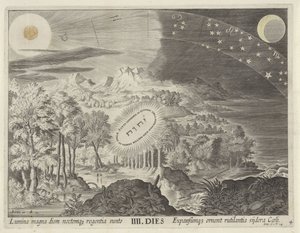 Skapandet av solen, månen och stjärnorna Creation of the World (serietitel) av Johann Sadeler (I)
