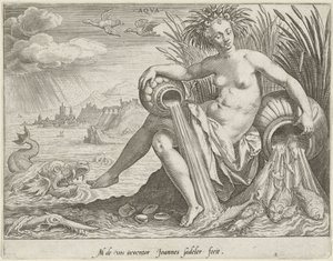 Vatten Aqva (titel på objekt) De fyra elementen (serietitel) av Johann Sadeler (I)