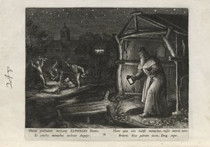 Elphegus, plansch 18 av 25 ur serien Trophaeum Vitae Solitariae (manliga eremiter) av Johann Sadeler I